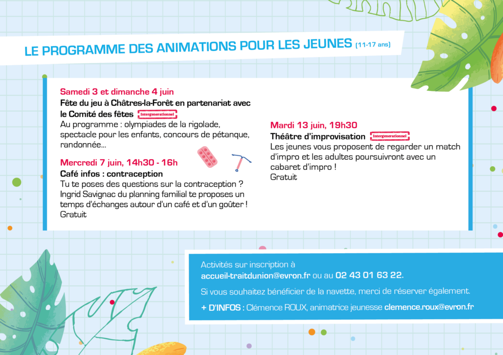 Programme Trait d'Union juin jeunes