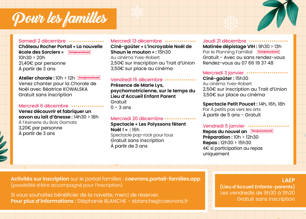 Programme décembre TU familles